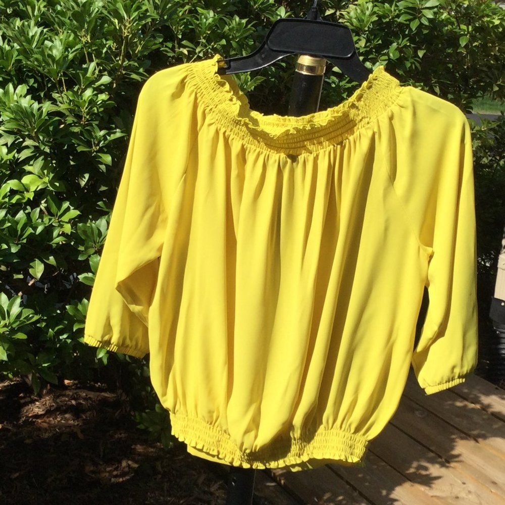 Oasis Elastic Neck Elastic Back Waist Yellow Top